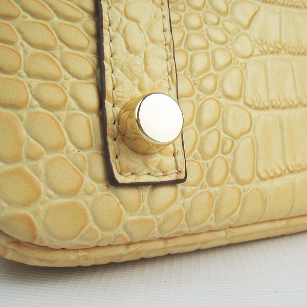 High Quality Fake Hermes Birkin 35CM Crocodile Veins Leather Bag Yellow 6089